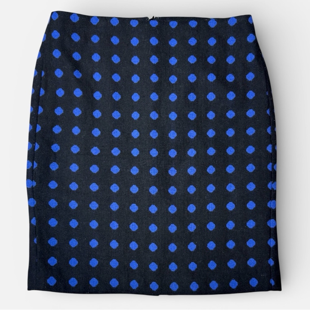 Talbots Blue Polka Dot Pencil Skirt Women’s 6P Black Petite Workwear